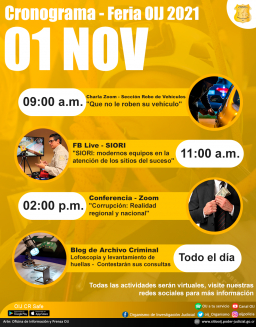 Feria OIJ - Lunes 01 de Noviembre - actividades del día