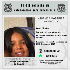 No localizada OIJ Alajuela: Joseline Martínez Granados