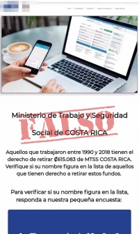 Agentes advierten a la ciudadanía sobre posible estafa "MTSS retiro de fondos"