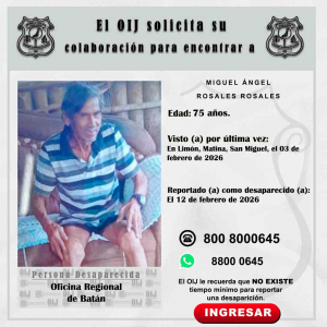 Desaparecido OIJ Batán: Miguel Ángel Rosales Rosales