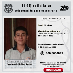 No localizado OIJ San José: Daniel Flores Badilla