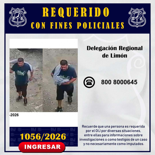 Requerido OIJ Limón: 1056-2026