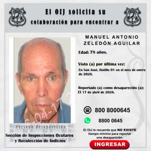 Desaparecido OIJ San José: Manuel Antonio Zeledón Aguilar