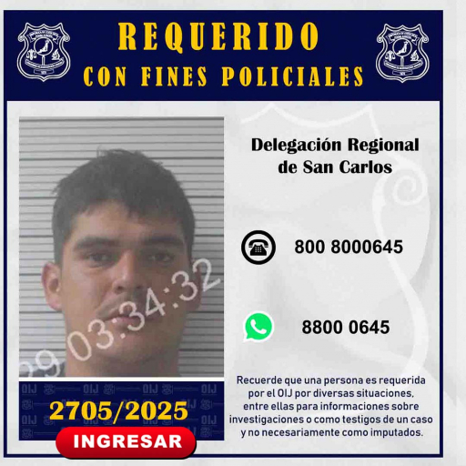 Requerido OIJ San Carlos: 2705-2025