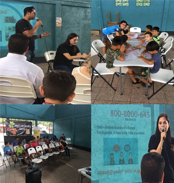 Proyección social de OIJ en contacto con niños/as y jóvenes de Los Ángeles de La Fortuna, San Carlos
