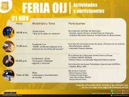 Feria OIJ - Lunes 01 de Noviembre - Actividades y Participantes