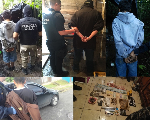 OIJ Subdelegación Regional de Tres Ríos: Detenidos cuatro hombres sospechosos de venta de droga.