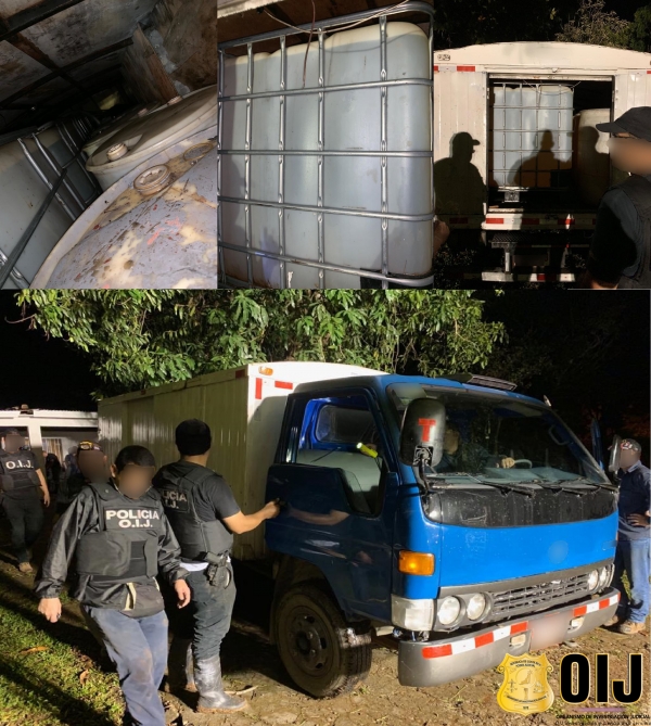 OIJ decomisó 5000 litros de diesel en una vivienda de extracción clandestina