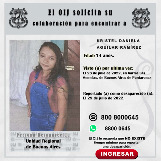 Desaparecida OIJ Buenos Aires: Kristel Daniela Aguilar Ramírez
