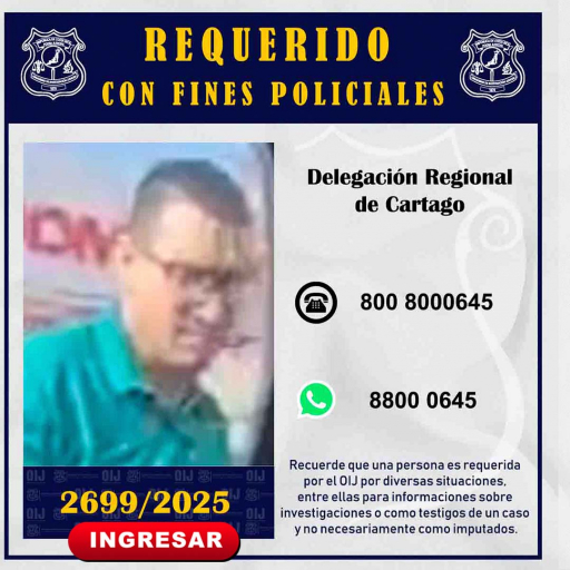Requerido OIJ Cartago: 2699-2025