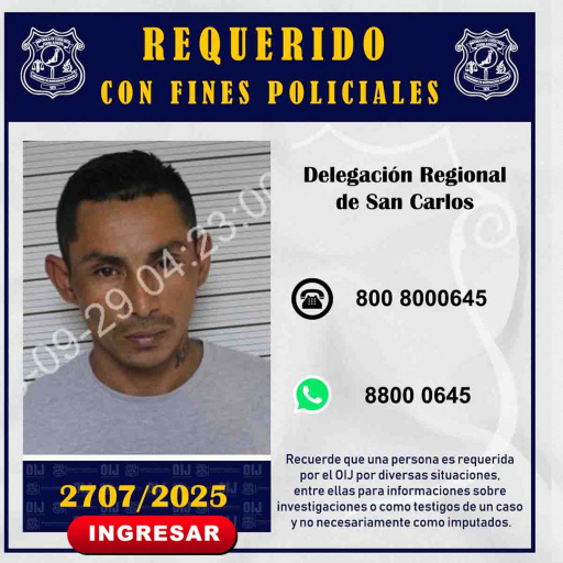 Requerido OIJ San Carlos: 2707-2025