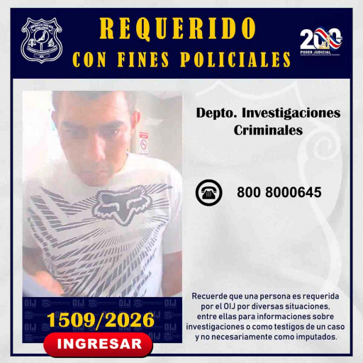 Requerido OIJ San José: 1509-2026