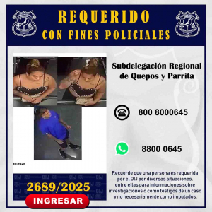 Personas requeridas OIJ Quepos y Parrita: 2689-2025