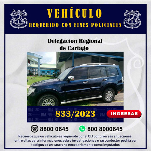 Vehículo Requerido OIJ Cartago: 833-2023