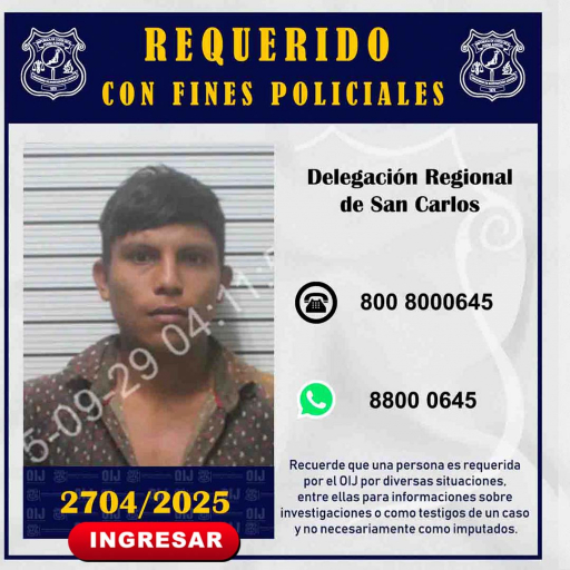 Requerido OIJ San Carlos: 2704-2025