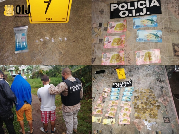 OIJ. Delegación Regional de  San Carlos, detuvieron a dos hombres de 18 y 24 años, que figuran como sospechosos de venta de droga