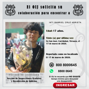 No localizado OIJ San José: Inti Gabriel Cruz Arrieta